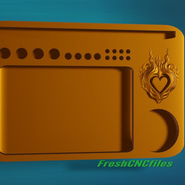Flaming Heart Rolling Tray | CNC 3D Relief File STL