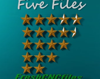 Review Stars | Five (5) CNC 3D Relief File STL