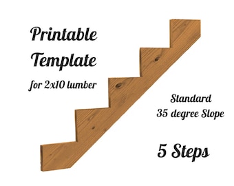 Stair Stringer Template | Five (5) Steps for 2x10 Lumber