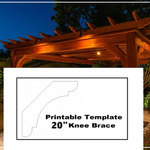 Puede incluir: Plantilla imprimible para una abrazadera de rodilla de 50 cm para una pérgola. La plantilla está sobre un fondo blanco con una cuadrícula punteada.