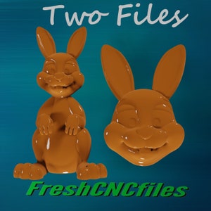 Lapin mignon, deux fichiers | Fichier de relief CNC 3D STL