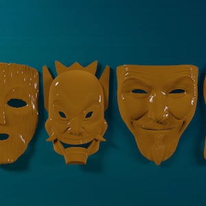 Imágenes de máscara 4 archivos / Archivo de alivio CNC 3D STL
