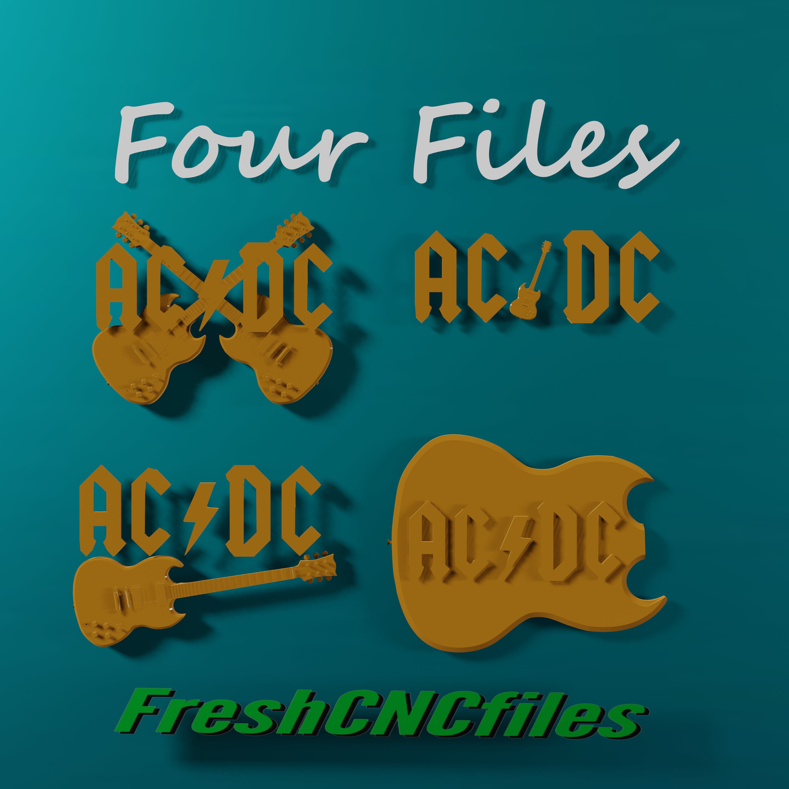 Acdc Guitar Logos | Four (4) CNC 3D Relief Files, STL - Etsy