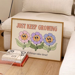Retro Cartoon Wall Art Affirmation Art Print Trendy Wall Art Funny Print Digital Prints Flower Prints Retro Downloadable Art Aesthetic Decor