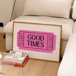 Pink Wall Art Aesthetic Room Decor Trendy Wall Art Good Times Poster Preppy Decor Retro Print Bedroom Poster Horizontal Print Pink Art Print