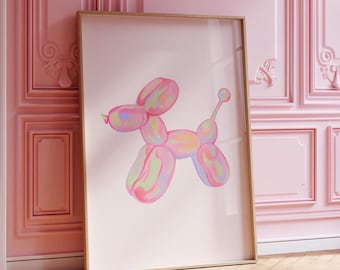 Pink Balloon Dog Print, Trendy Girly Aesthetic (Digital Download)