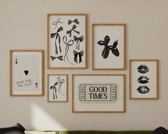 Black and White Gallery Wall Art Set - Trendy Aesthetic Prints (Digital Download)