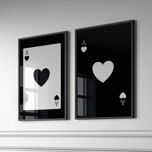 Black And White Prints Aesthetic Art Prints Set Of 2 Prints Playing Card Art Trendy Wall Set Yk2 Art Prints Funky Printable Apartment Decor
