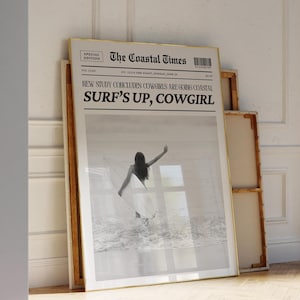 Coastal Cowgirl Wall Art Newspaper Print Poster New York News Beachy Western Wall Art Black And White Prints Trendy Wall Art Aesthetic Decor