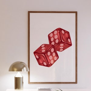 Dark Red Wall Art Dice Art Aesthetic Room Decor Preppy Art Prints Trendy Wall Art Aesthetic Prints Digital Red Room Decor Green Prints