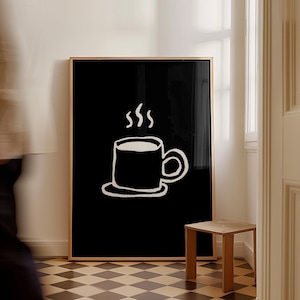 Printable Kitchen Wall Art Coffee Bar Art Prints  Kitchen Digital Prints Trendy Poster Black White Wall Art Coffee Wall Art Digital Download