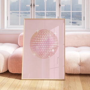 Disco Ball Wall Art Trendy Digital Prints Disco Poster Preppy Print Mirror Ball Art Groovy Poster Trendy Wall Art Funky Art Print Preppy Art