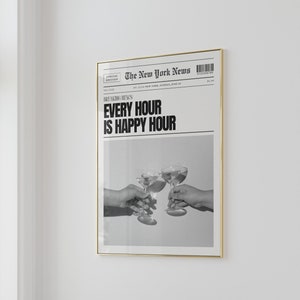 Trendy Wall Art Newspaper Art Prints Cocktail Poster Black And White Aesthetic Art Print Bar Cart Art Vintage Retro Poster Girly Wall Art