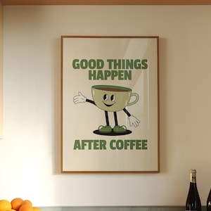Coffee Wall Art Retro Cartoon Wall Art Kitchen Wall Art Aesthetic Art Trendy Wall Art Funny Print Cartoon Print Coffee Poster Quirky Poster