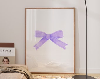 Lilac Bow Wall Art Print – Coquette Trendy Room Decor (Digital Download)