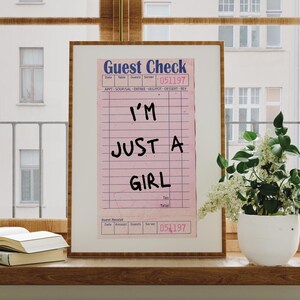 Pink Wall Art Aesthetic Room Decor Pink Preppy Prints Trendy Wall Art Dorm Printable Guest Check Poster I'm Just A Girl Print Teengirl Decor
