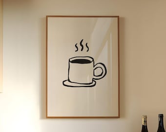 Coffee Cup Kitchen Print | Trendy Coffee Bar Poster (Digital Download)