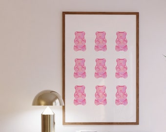 Pink Gummy Bear Print, Preppy Room Decor (Digital Download)