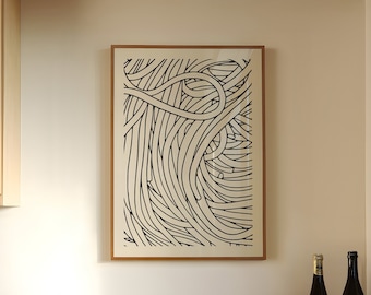Pasta Line Art Print | Modern Kitchen Wall Decor (Digital Download)