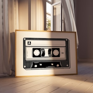 Black And White Wall Art Trendy Art Prints Aesthetic Poster Cassette Wall Art Trendy Digital Print Preppy Dorm Trendy Art Print Funky Print