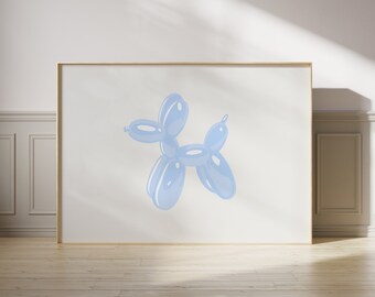 Blue Balloon Dog Art Print, Trendy Dorm Decor (Digital Download)