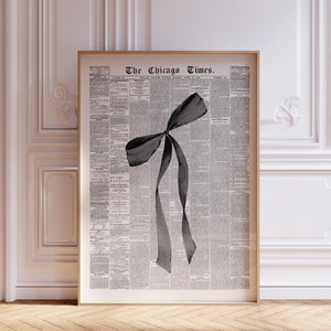 Trendy Wall Art Newspaper Art Prints Black And White Poster Aesthetic Room Decor Vintage Retro Poster Girly Wall Art Bow Wall Art Dorm
