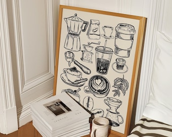 Printable Kitchen Wall Art Coffee Bar Art Prints  Kitchen Digital Prints Trendy Poster Coffee Digital Print Coffee Wall Art Digital Download
