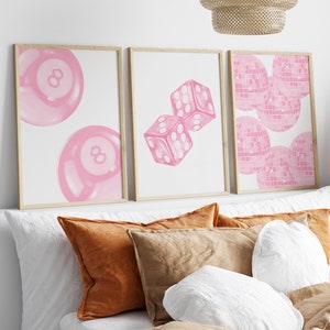 Pink Wall Art Trendy Gallery Wall Set Preppy Aesthetic Prints Wall Set Of 3 Apartment Decor Teengirl Room Decor Pink Art Prints Girly Poster