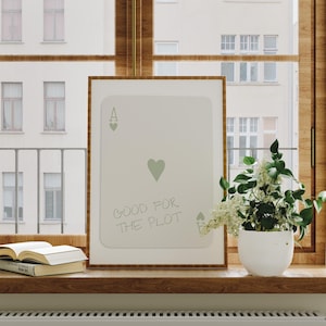 Trendy Ace of Hearts Wall Art Print Green Wall Art Retro Trendy Aesthetic Print Sage Green Playing Card Poster Digital Print Girly Prints