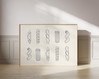 Pasta Print | Kitchen Food Art, Farmhouse Decor (Digital Download)