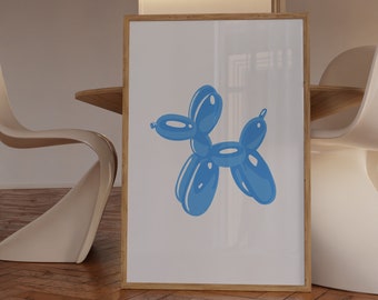 Blue Balloon Dog Print, Trendy Wall Art (Digital Download)