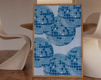 Navy Blue Wall Art Aesthetic Wall Art Trendy Wall Art Disco Wall Art Blue Art Prints Trendy Decor Funky Prints Aesthetic Decor Dorm Wall Art