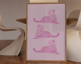 Pink Wall Art Cheetah Art Prints Pink Art Prints Trendy Wall Art Bedroom Decor Aesthetic Poster Preppy Wall Art Girly Prints Tiger Wall Art