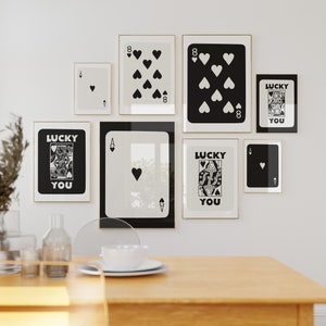 Black White Wall Art Print Set Trendy Gallery Set Bar Cart Prints Playcard Prints Aesthetic Prints Preppy Gallery Prints Dorm Bedroom Decor