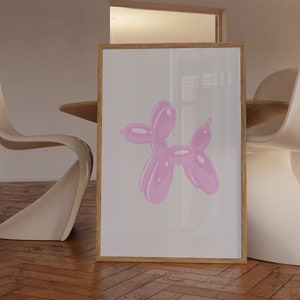 Pink Balloon Dog Pink Wall Art Trendy Art Prints Preppy Dorm Decor Girly Art Prints Bedroom Posters Pink Downloadable Art Teen Girl Gift