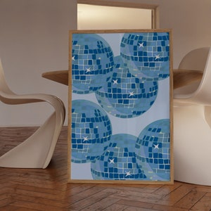 Navy Blue Wall Art Aesthetic Wall Art Trendy Wall Art Disco Wall Art Blue Art Prints Trendy Decor Funky Prints Aesthetic Decor Dorm Wall Art