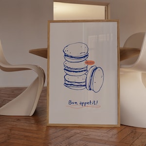 Macarons Art Print Kitchen Digital Prints Boho Kitchen Art PrintTrendy Digital Prints Food Wall Art Kitchen Wall Art Trendy Retro Poster