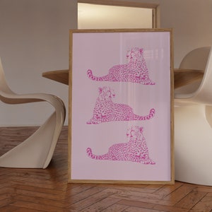 Pink Wall Art Cheetah Art Prints Pink Art Prints Trendy Wall Art Bedroom Decor Aesthetic Poster Preppy Wall Art Girly Prints Tiger Wall Art
