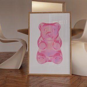 Pink Wall Art Trendy Art Prints Gummy Bear Poster Aesthetic Poster Trendy Digital Print Preppy Dorm Trendy Art Print Girly Pink Poster