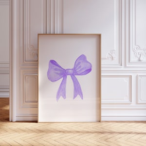 Bow Wall Art Lilac Wall Art Trendy Art Prints Aesthetic Poster Ribbon Wall Art Purple Poster Trendy Digital Print Preppy Dorm Funky Print