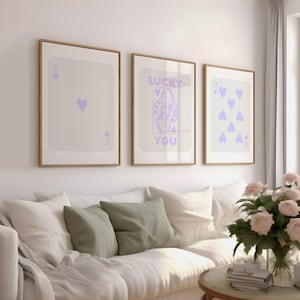 Trendy Gallery Wall Set Of 3 Lilac Wall Art Trendy Poster Preppy Wall Art Gollege Dorm Decor Purple Aesthetic Wall Art Digital Download