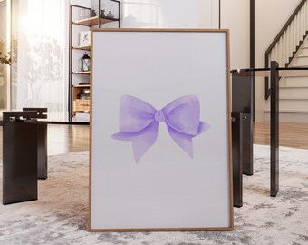 Lilac Bow Wall Art, Trendy Coquette Print (Digital Download)