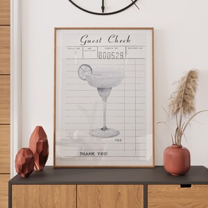 Guest Check Print Cocktail Wall Art Trendy Wall Art Bar Cart Wall Art Trendy Digital Prints Vintage Cocktail Poster Retro Bar Cart Poster