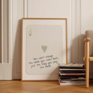 Sage Green Wall Art Trendy Ace of Hearts Wall Art Print Lucky You Poster Retro Trendy Aesthetic Print Playing Card Print Green Art Prints