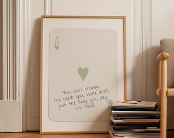 Sage Green Ace of Hearts Print, Trendy Card Wall Art (Digital Download)
