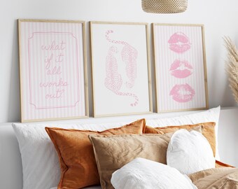 Pink Cheetah & Lips Gallery Wall Art Prints (Digital Download)