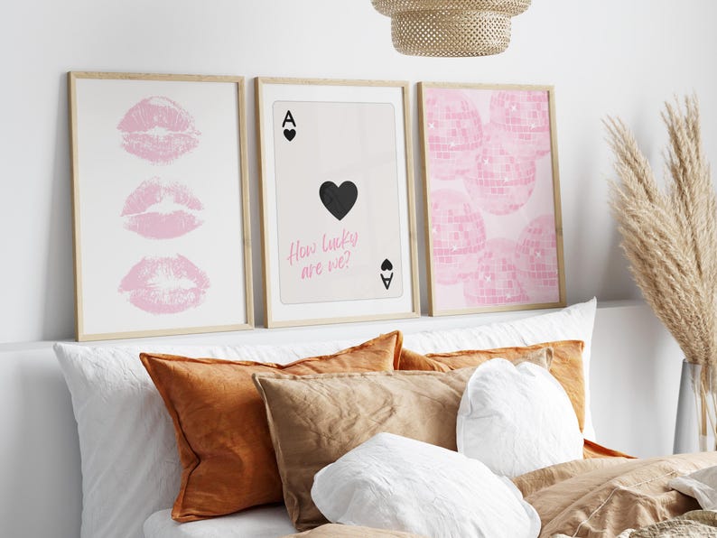 Pink Preppy Wall Art Set, Girly Room Decor (Digital Download) bild 3