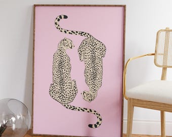 Pink Cheetah Print Wall Art, Trendy Fashionable Dorm Decor (Digital Download)