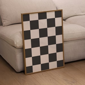 Checkered Art Print Checkers Wall Art Checkered Poster Trendy Printable Groovy Room Decor Retro Wall Decor Checkerboard Digital Prints
