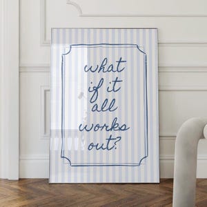 What If It All Works Out Wall Art Navy Blue  Aesthetic Room Decor Affirmation Quote  Apartment Decor Trendy Retro Prints Digital Download